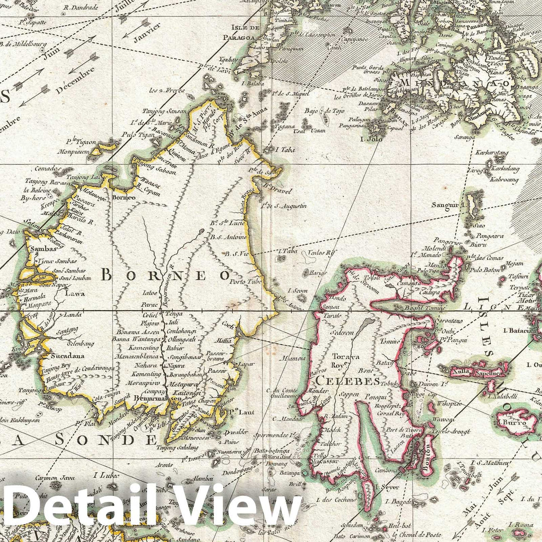 Historic Map : The East Indies "Java, Sumatra, Borneo, Singapore", Bonne, 1770, Vintage Wall Art