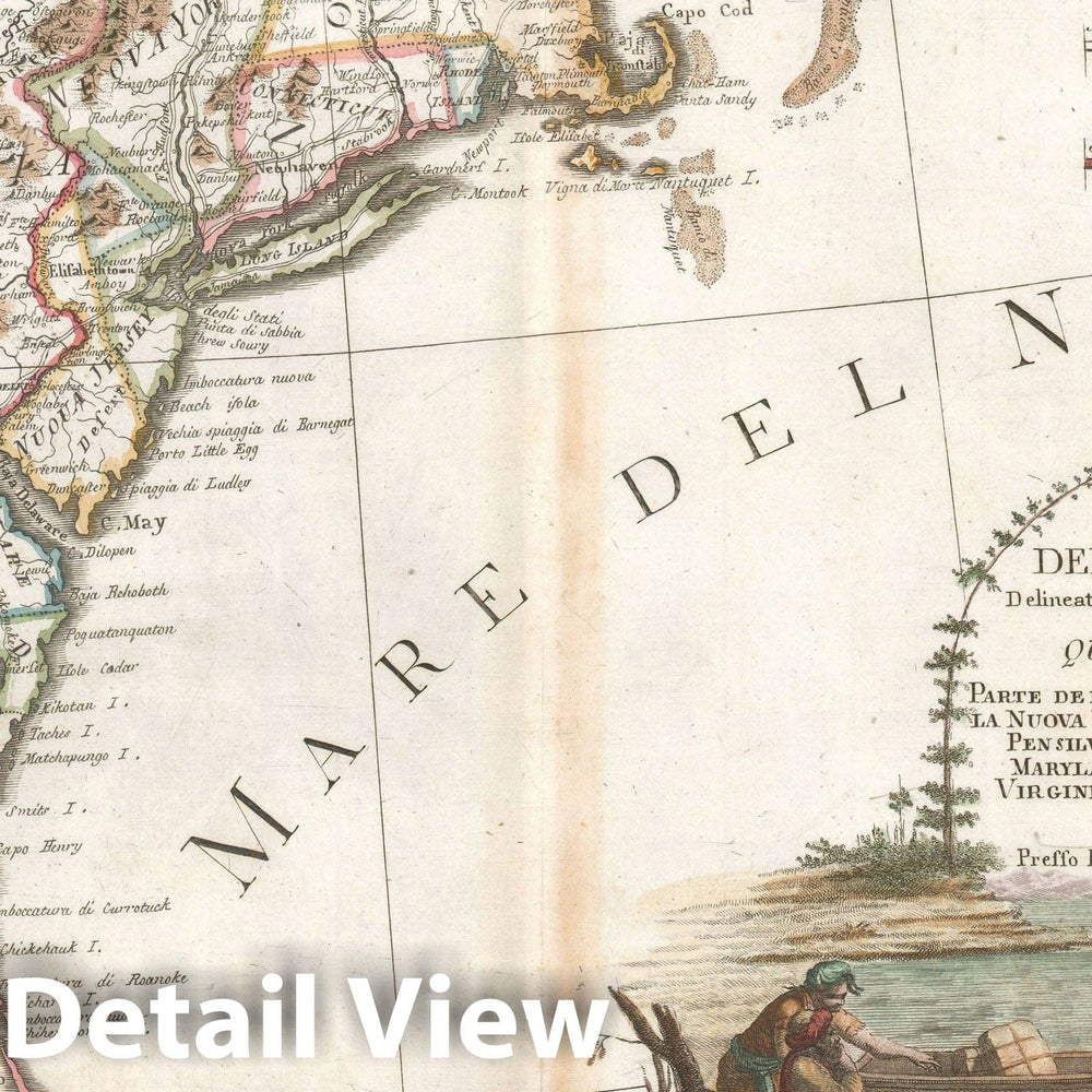 Historic Map : The Eastern Coast of The United States, Cassini, 1797, Vintage Wall Art