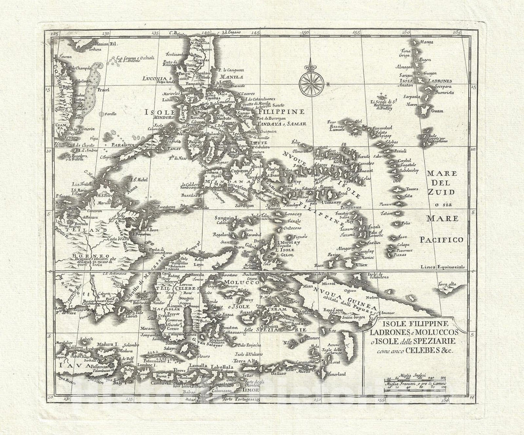 Historic Map : The Philippines and Borneo, Albrizzi, 1740, Vintage Wall Art