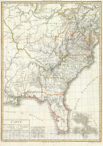 Historic Map : The United States, Poirson, 1799, Vintage Wall Art