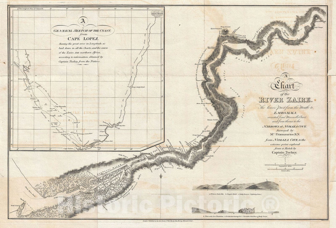 Historic Map : The Congo River, Tuckey, 1816, Vintage Wall Art