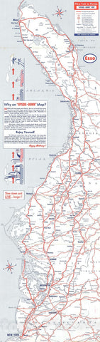 Historic Map : General Drafting Co. Upside Down Road Map of The Eastern United States, 1955, Vintage Wall Art