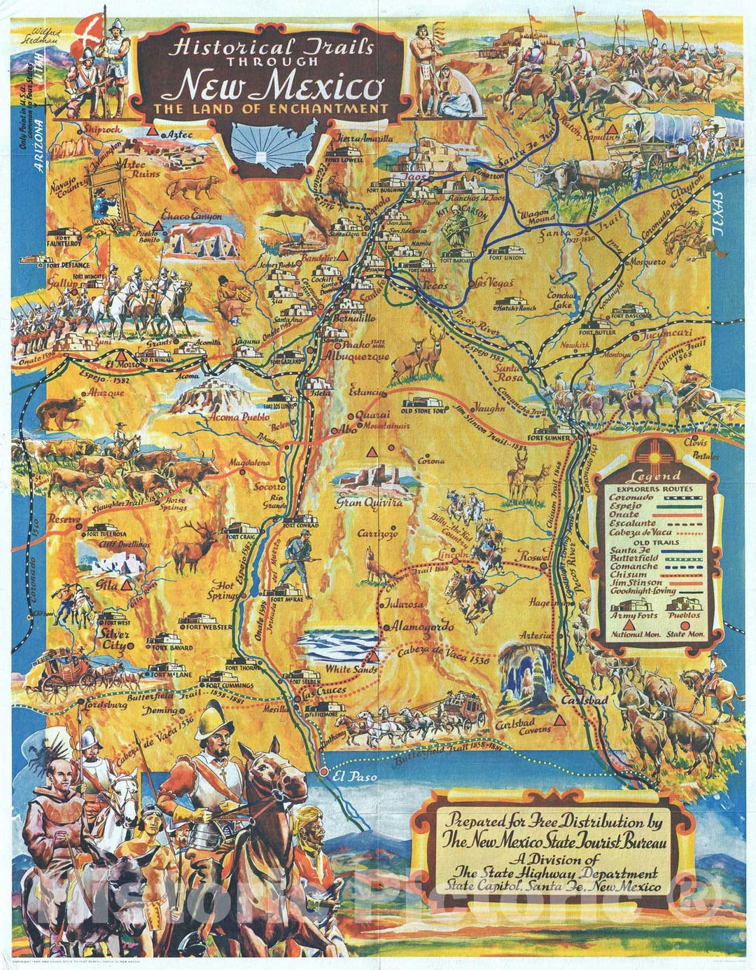 Historic Map : Stedman Pictorial Map of New Mexico, 1940 v2, Vintage Wall Art