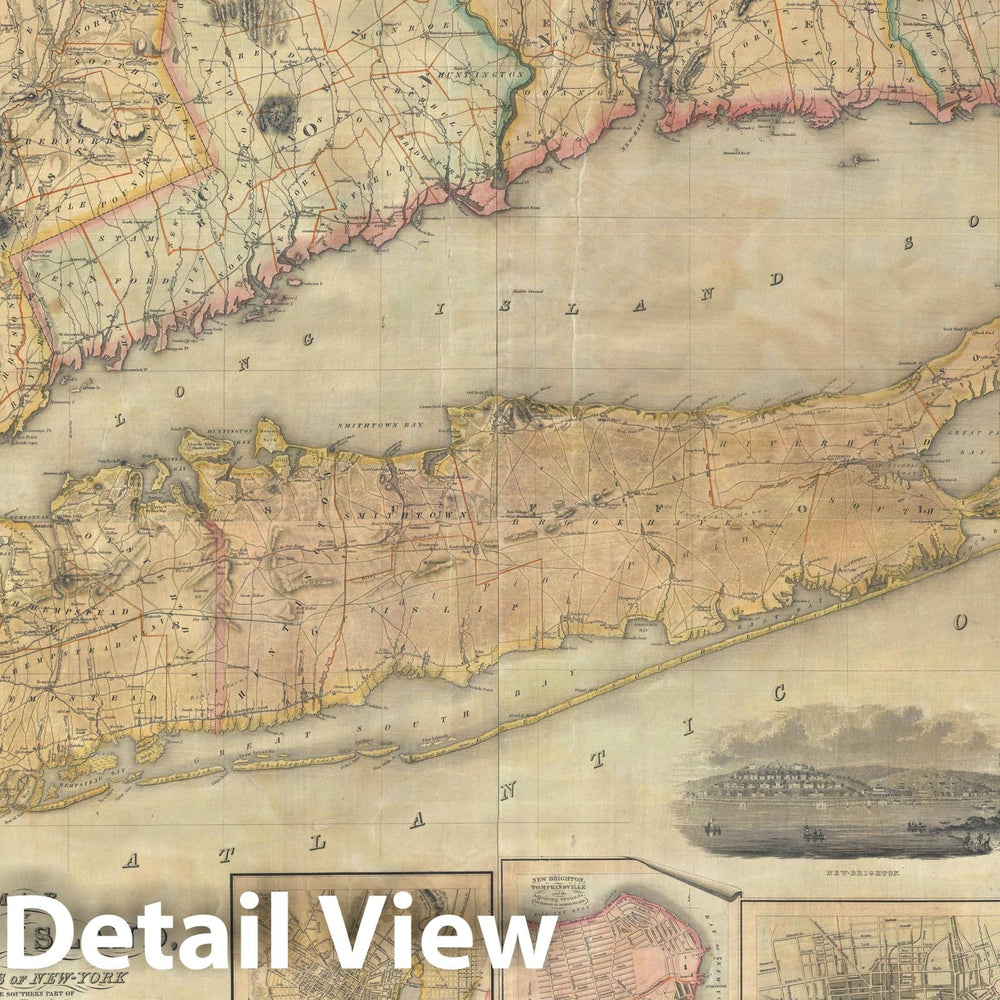 Historic Map : Long Island, New York, Colton and Smith, 1836, Vintage Wall Art