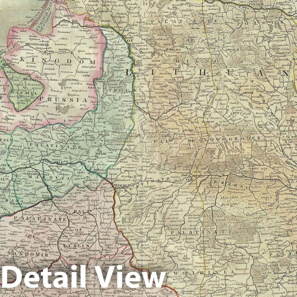 Historic Map : Poland and Lithuania, Thomson, 1817, Vintage Wall Art