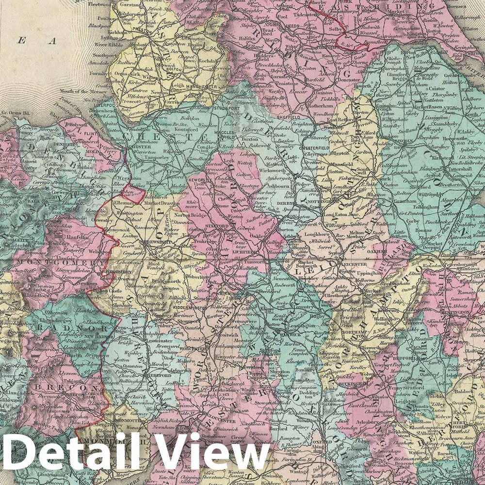 Historic Map : England and Wales, Colton, 1856, Vintage Wall Art