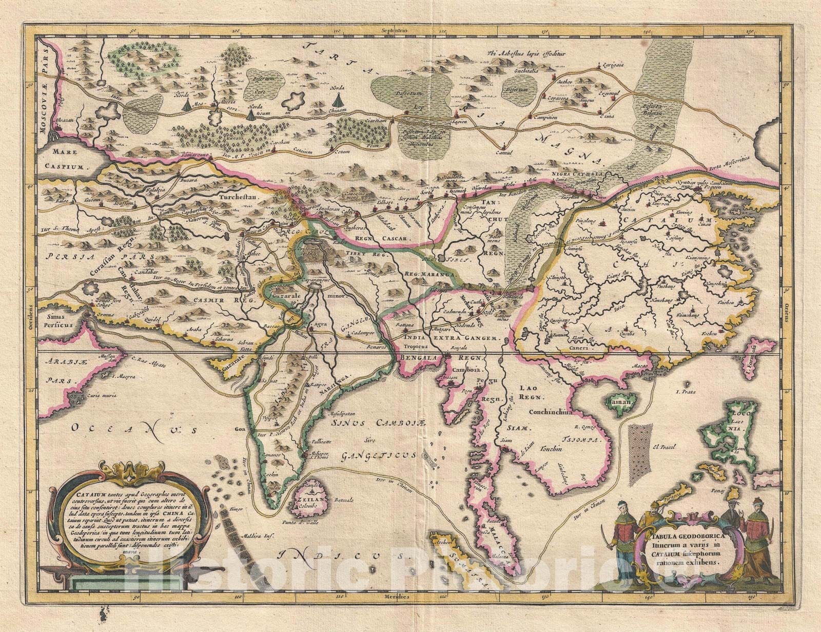 Historic Map : Asia, Kircher, 1667, Vintage Wall Art