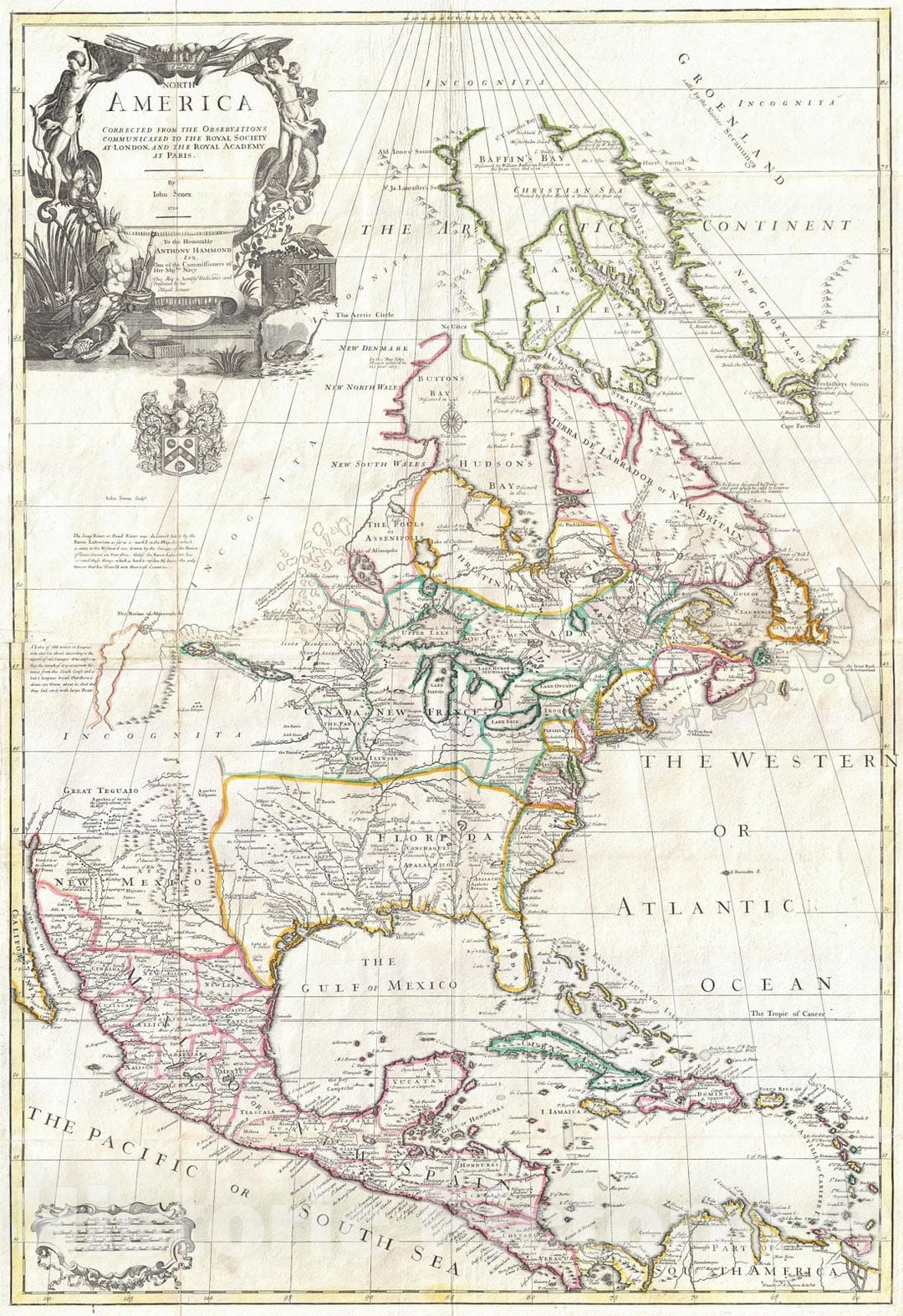 Historic Map : North America, Senex, 1710 v1, Vintage Wall Art