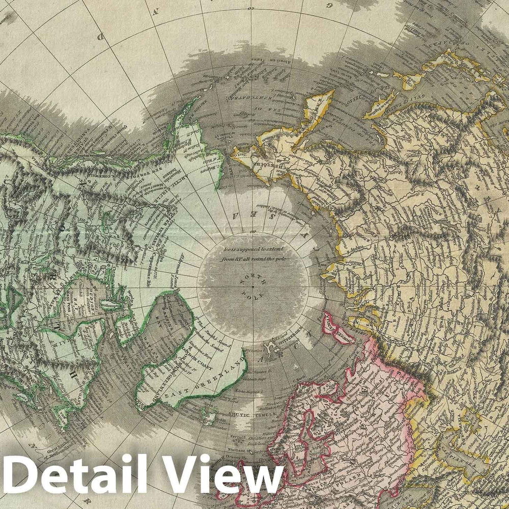 Historic Map : The Northern Hemisphere and The Arctic, Thomson, 1814 v2, Vintage Wall Art