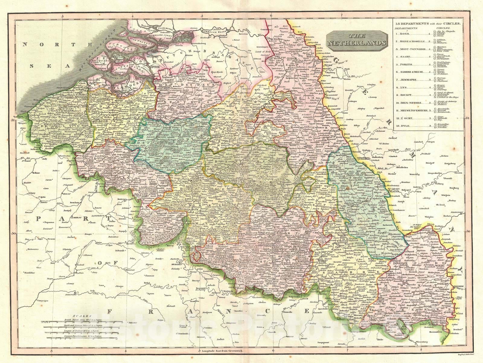 Historic Map : The Netherlands, Thomson, 1814, Vintage Wall Art