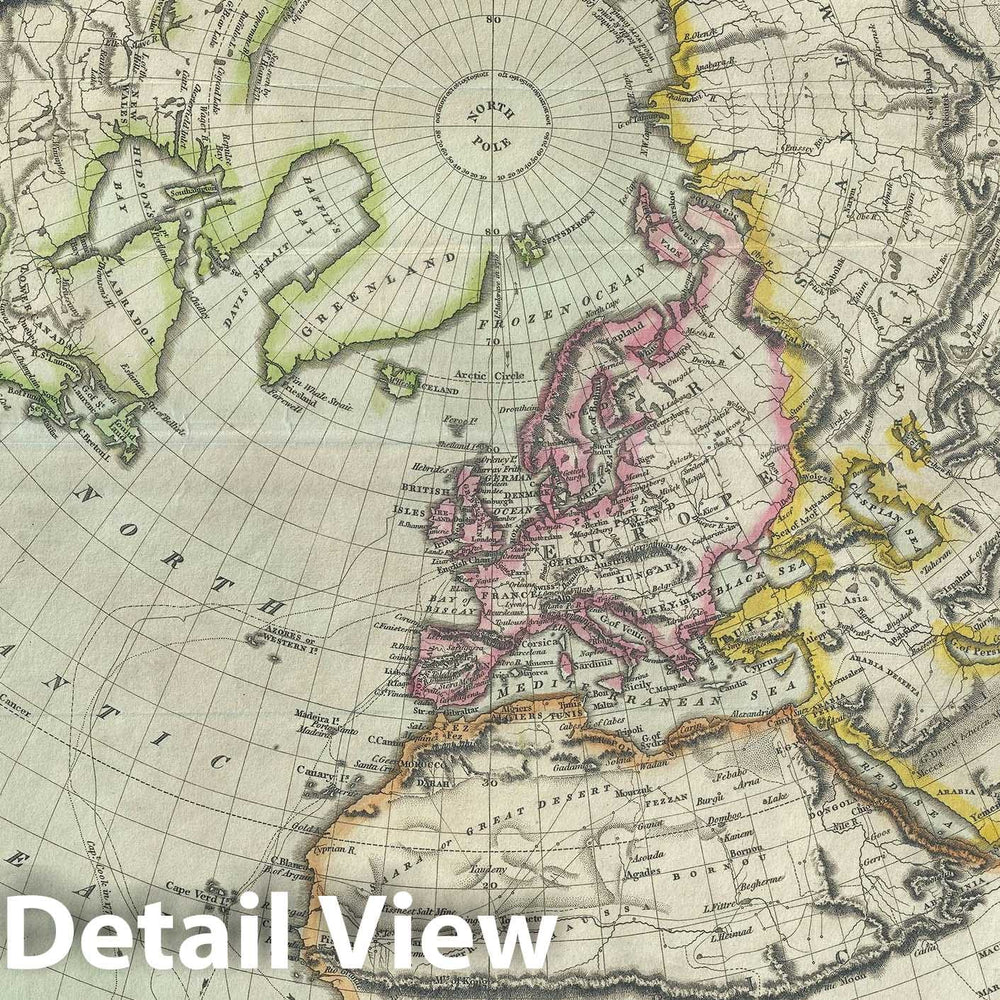 Historic Map : The Northern Hemisphere and The Arctic, Thomson, 1816, Vintage Wall Art