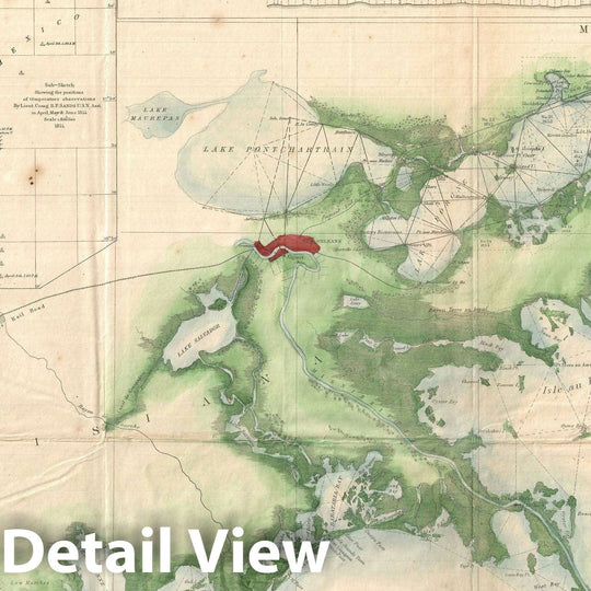 Historic Map : The Delta of The Mississippi River, U.S. Coast Survey, 1855, Vintage Wall Art