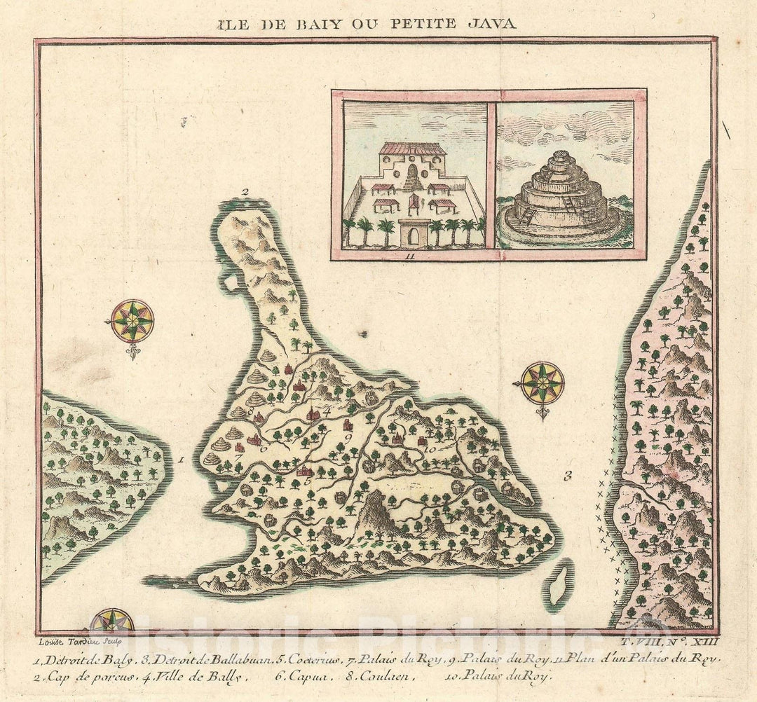 Historic Map : Bali, Indonesia, Bellin, 1751, Vintage Wall Art