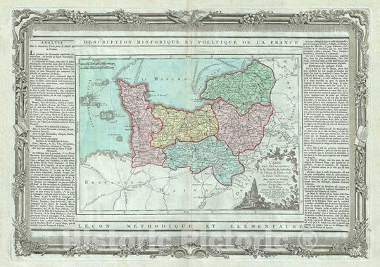 Historic Map : The Normandy Region in Northwest France, Desnos, 1786, Vintage Wall Art