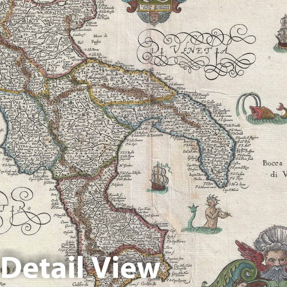 Historic Map : Southern Italy, Magini, 1620 v2, Vintage Wall Art