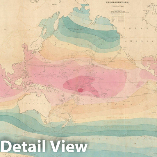 Historic Map : The World on Mercator Projection w/ Isothermal Lines, Wilkes, 1842, Vintage Wall Art