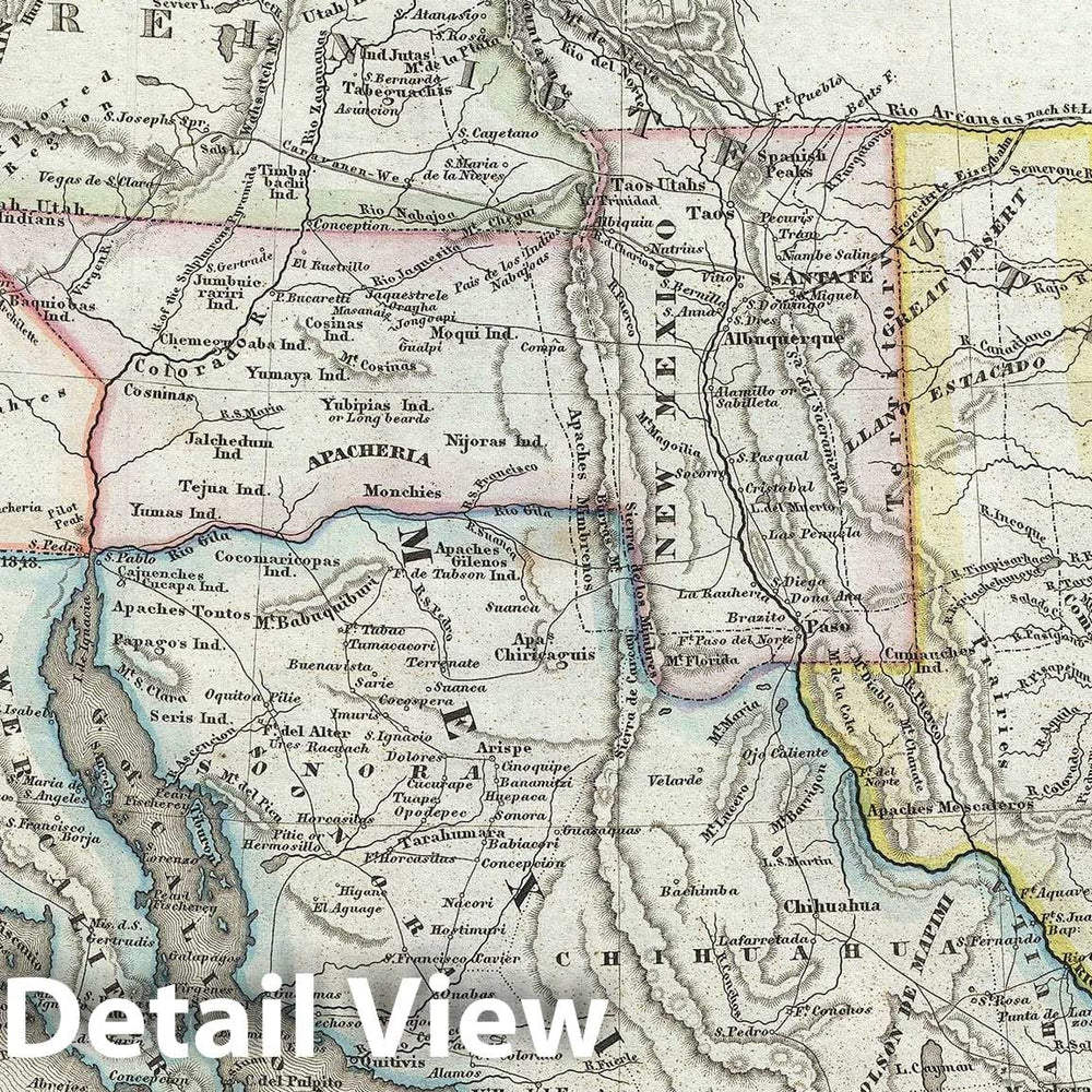 Historic Map : Texas and California w/California Gold Region and Texas at its Largest, Meyer, 1852, Vintage Wall Art