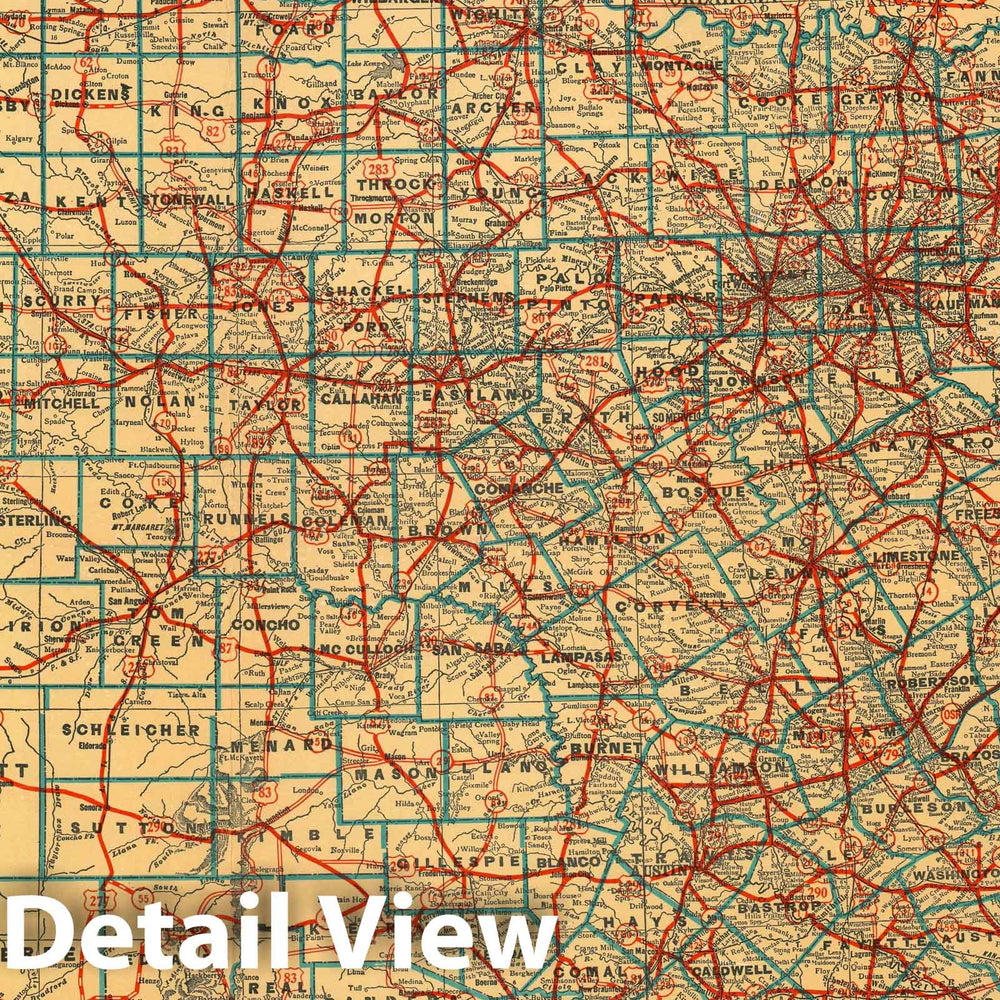 Historic Map : Texas, Cram, 1939, Vintage Wall Art