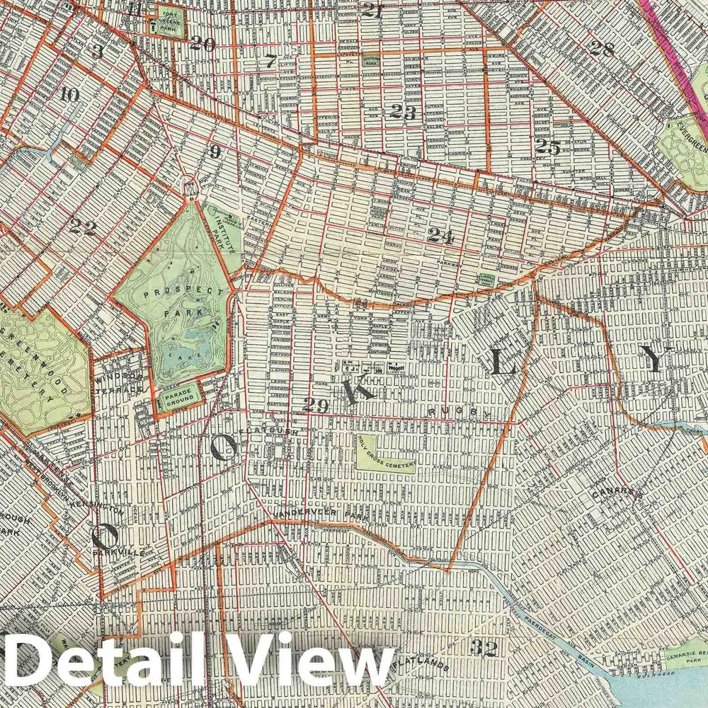 Historic Map : Plan of Brooklyn, New York, Hyde, 1905, Vintage Wall Art