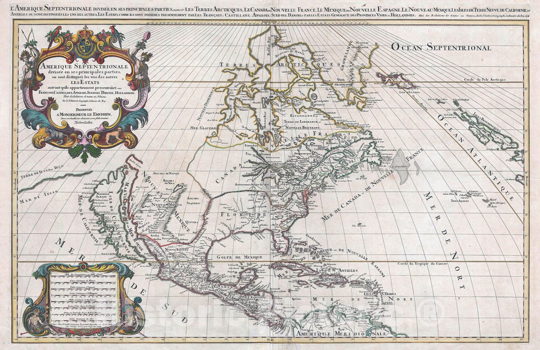 Historic Map : North America w/ California as an Island, Jaillot, 1686, Vintage Wall Art