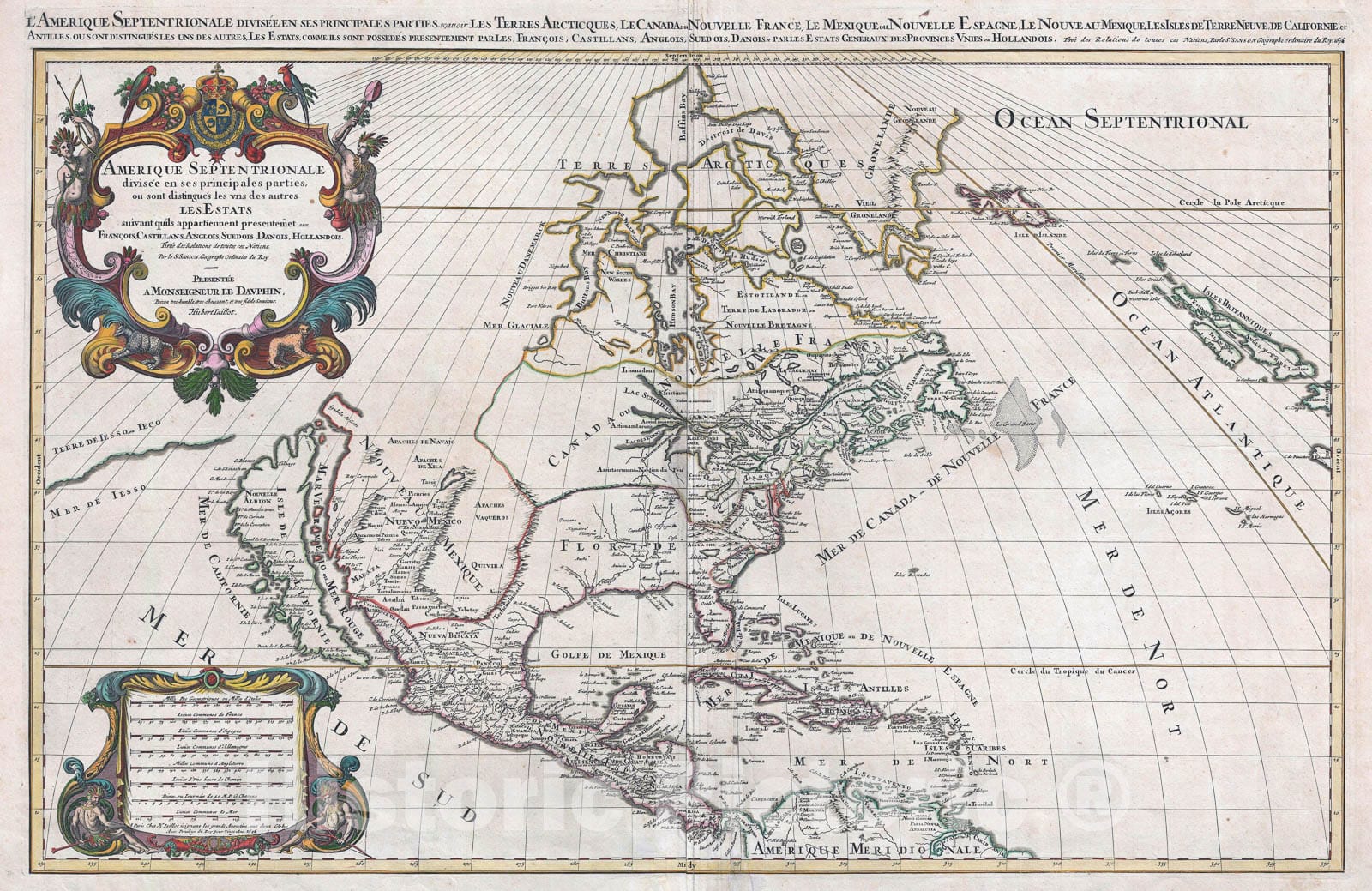 Historic Map : North America w/ California as an Island, Jaillot, 1686, Vintage Wall Art