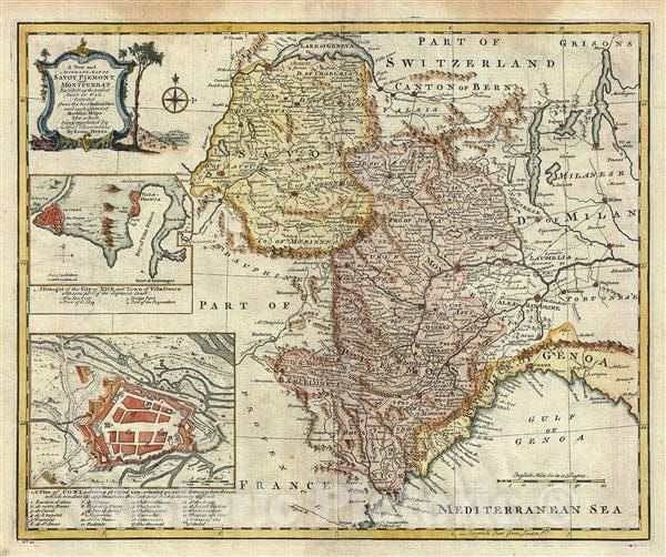 Historic Map : Savoy and Piedmont, Italy, Bowen, 1747, Vintage Wall Art