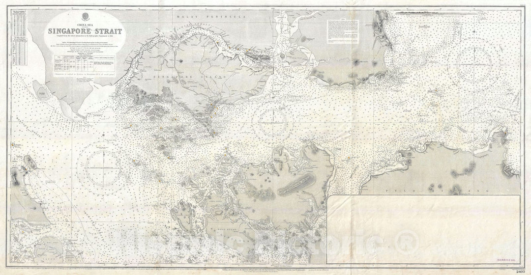 Historic Map : Nautical Chart The Singapore Strait, 1927, Vintage Wall Art