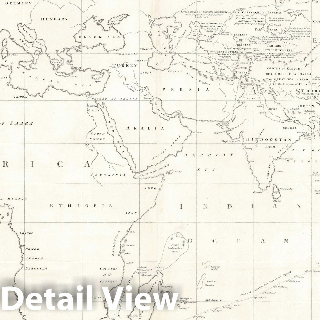 Historic Map : Nautical Map Showing The Tracks of The Macartney Embassy to China, Barrow, 1796, Vintage Wall Art