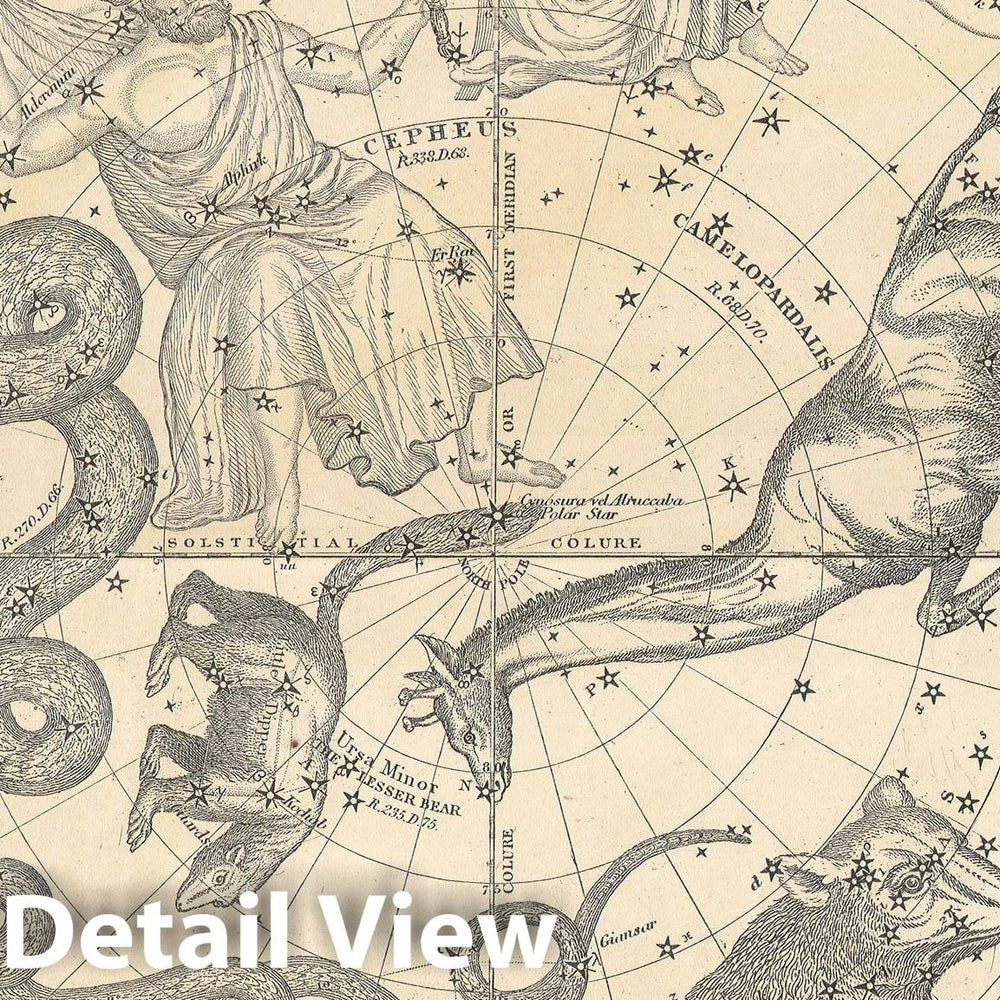 Historic Map : The Stars &amp; Constellations of The Northern Hemisphere, Burritt - Huntington, 1856, Vintage Wall Art