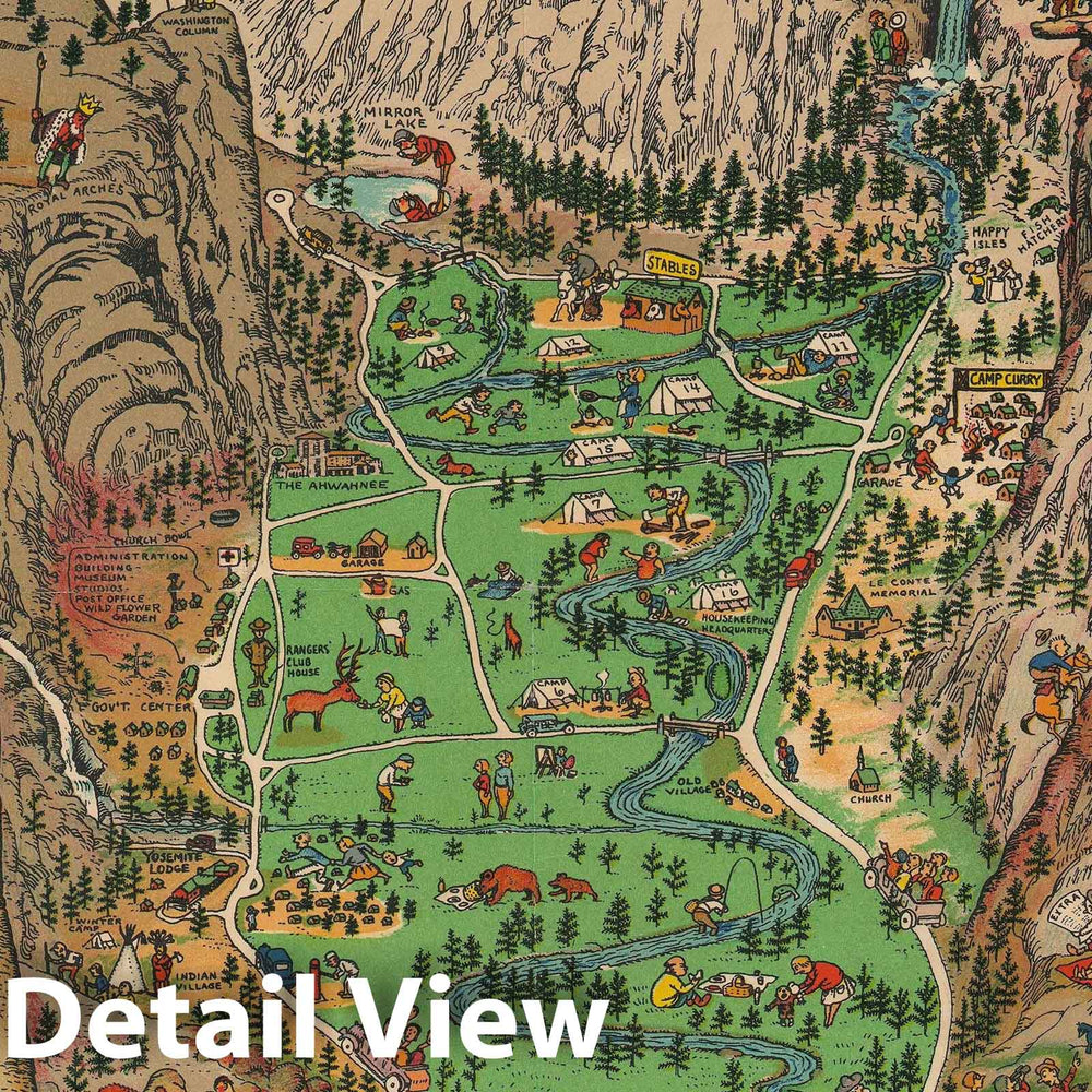 Historic Map : Mora Pictorial Map of Yosemite National Park, California, 1941, Vintage Wall Art