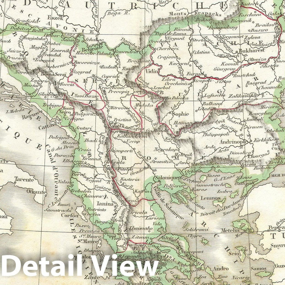 Historic Map : Greece and The Balkans, Delamarche, 1832, Vintage Wall Art