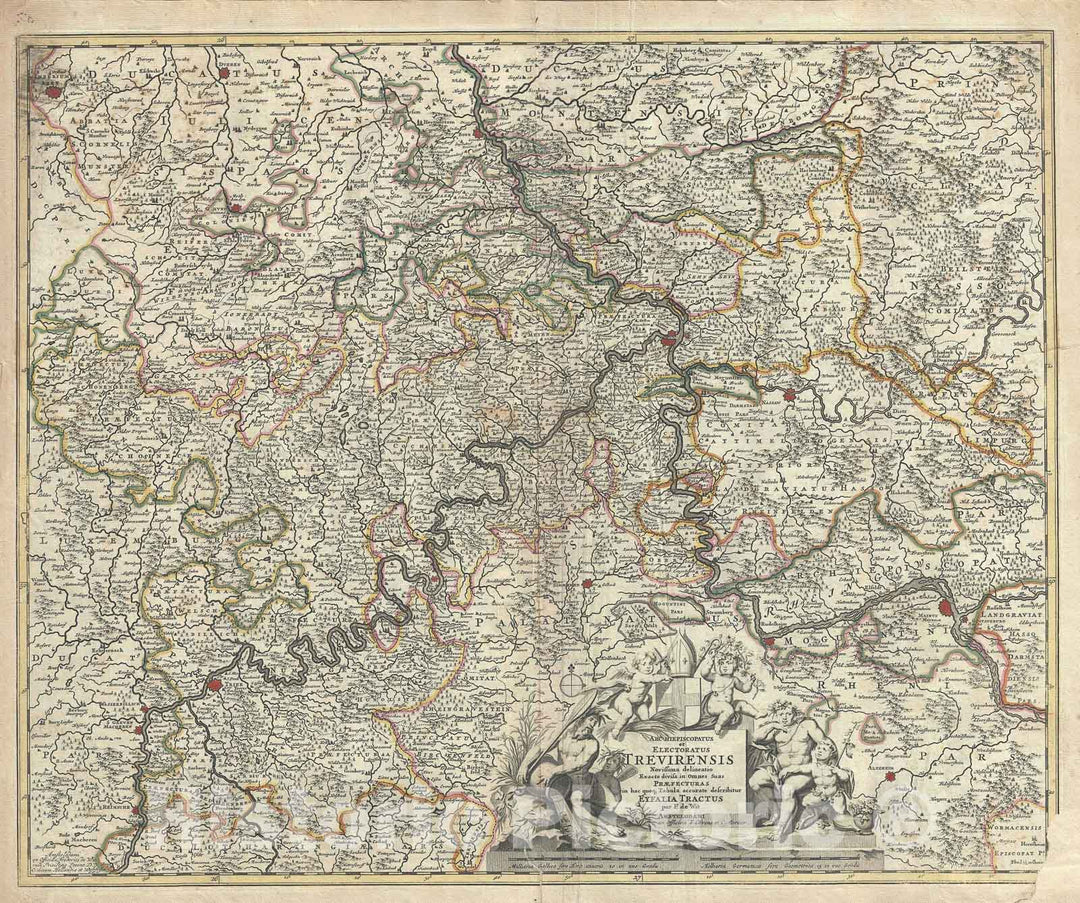 Historic Map : The Electorate of Trier, Germany, De Wit, 1721, Vintage Wall Art