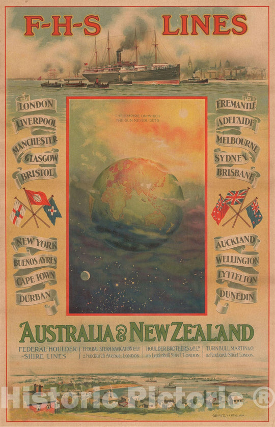 Historic Map : The World Promoting Travel to Australia, De Lacy, 1906, Vintage Wall Art