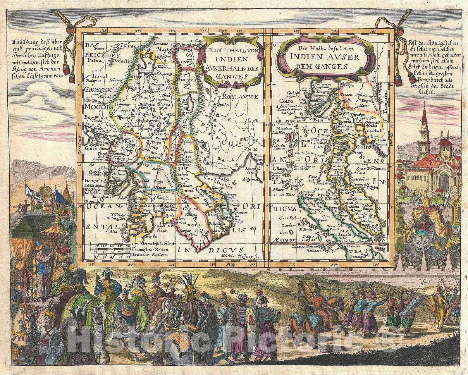 Historic Map : Southeast Asia "Malaya, Thailand, Singapore", Wagner, 1687, Vintage Wall Art