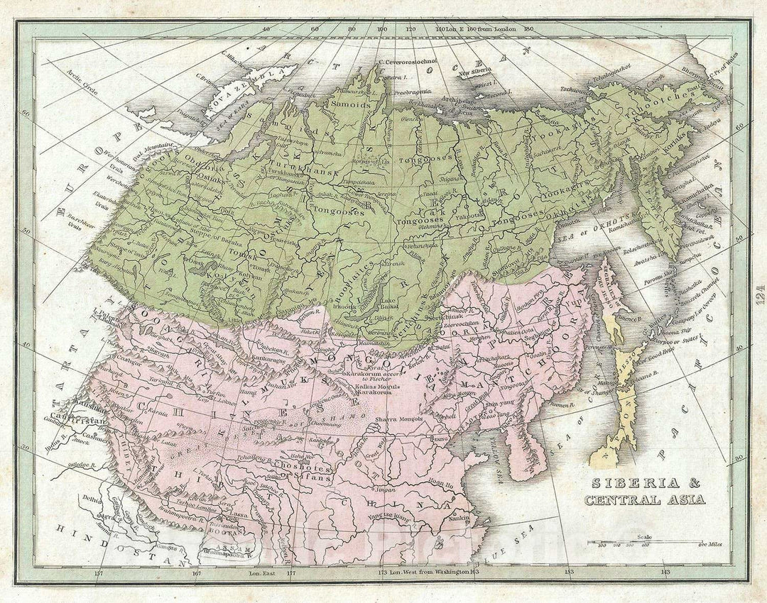 Historic Map : Siberia and Central Asia, BraArtd, 1835 v2, Vintage Wall Art