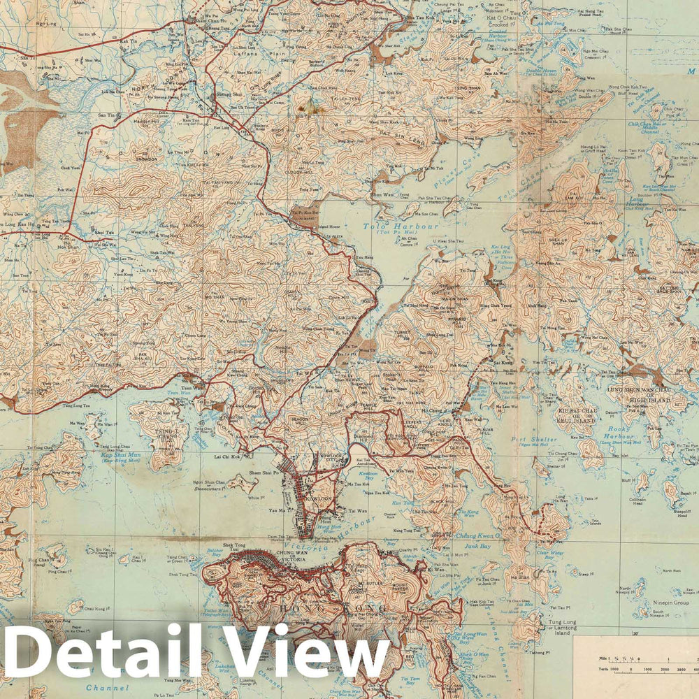 Historic Map : Hong Kong, War Office, 1949, Vintage Wall Art