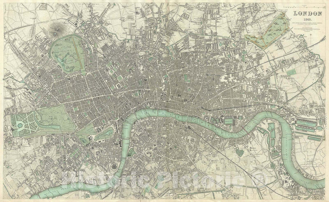 Historic Map : London, England, S.D.U.K., 1843, Vintage Wall Art