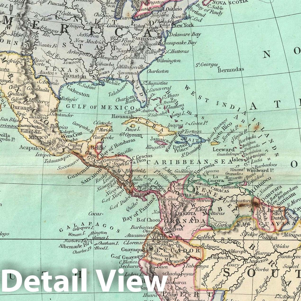 Historic Map : North and South America, Cruchley, 1850, Vintage Wall Art