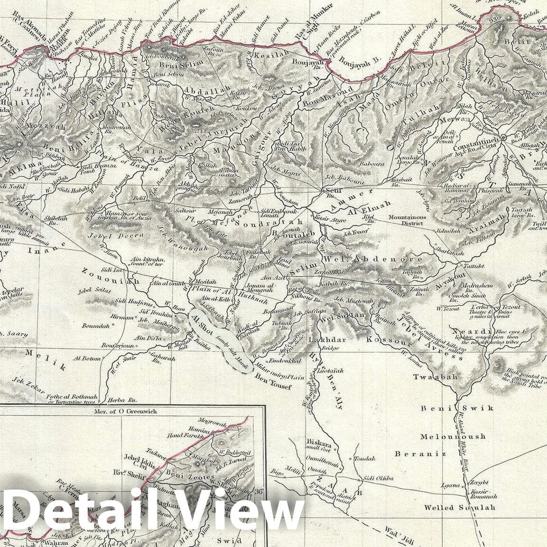 Historic Map : Algeria, Barbary Coast, Northern Africa, S.D.U.K., 1834, Vintage Wall Art