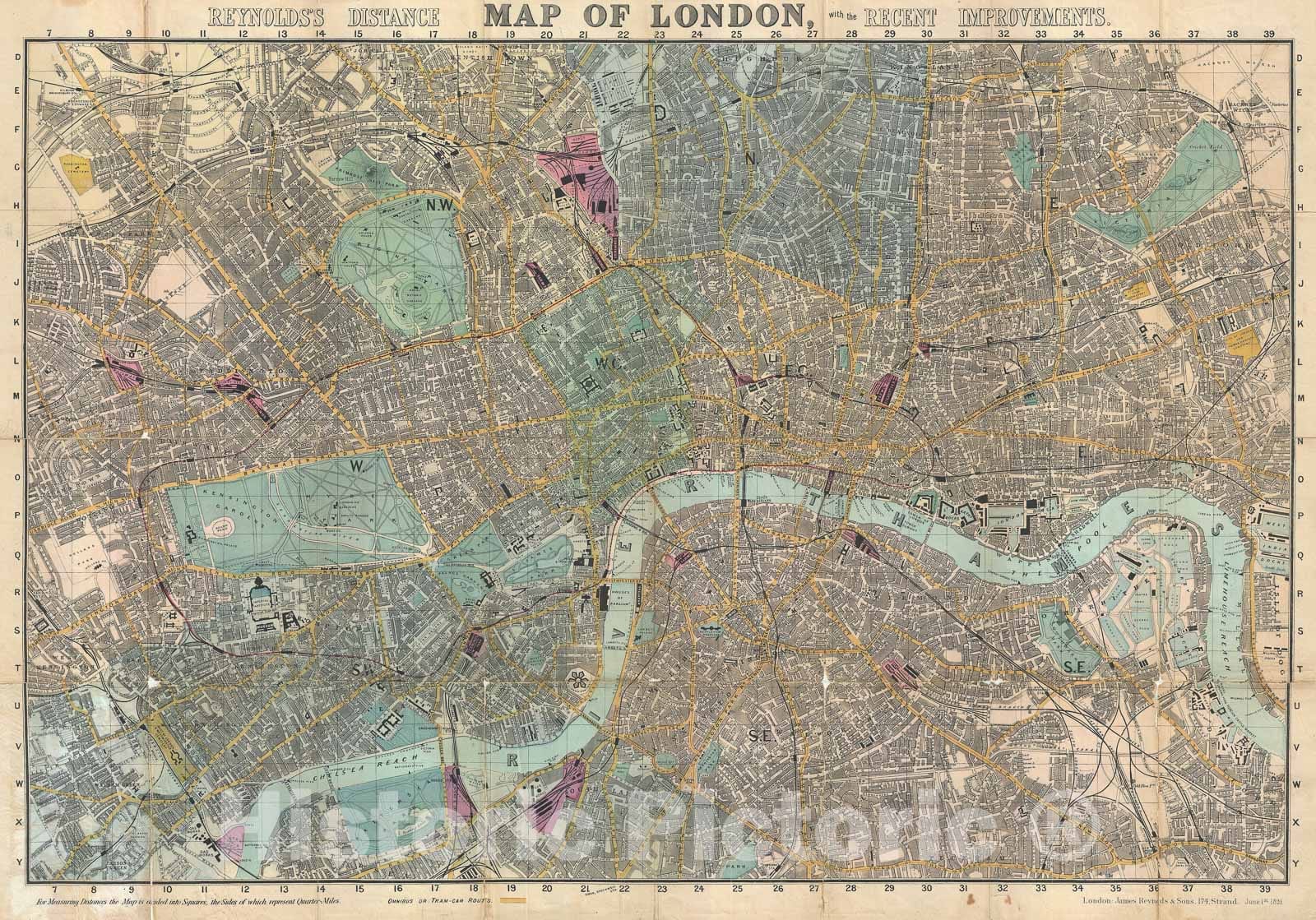 Historic Map : London, England, Reynolds, 1891, Vintage Wall Art