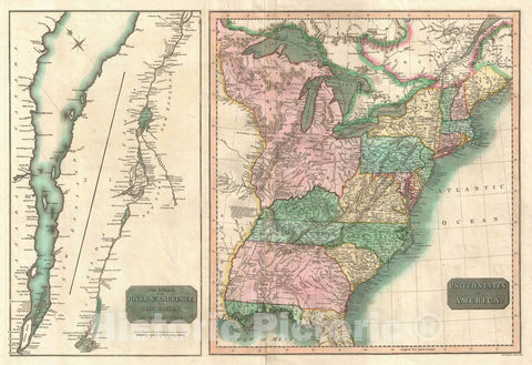 Historic Map : The United States, Thomson, 1814 v1, Vintage Wall Art