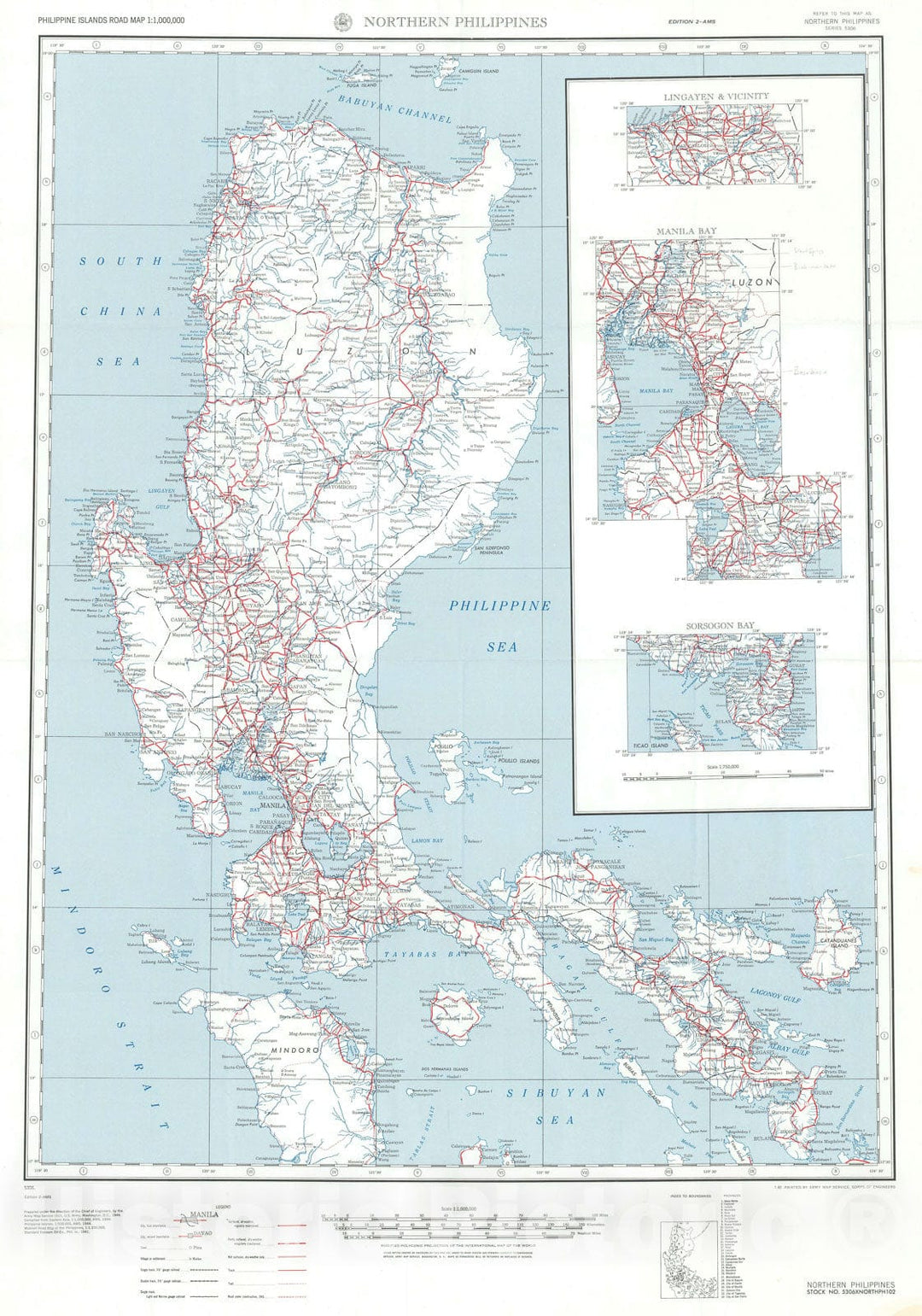 Historic Map : Army Map Service Road Map of Northern Luzon, Philippines, 1944, Vintage Wall Art