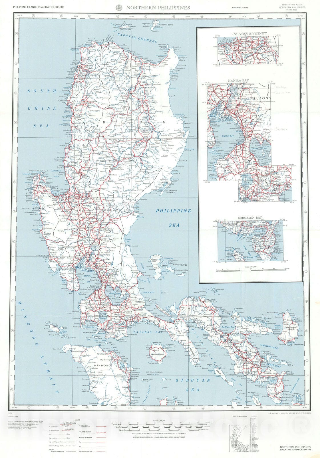 Historic Map : Army Map Service Road Map of Northern Luzon, Philippines, 1944, Vintage Wall Art