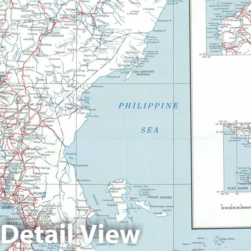 Historic Map : Army Map Service Road Map of Northern Luzon, Philippines, 1944, Vintage Wall Art