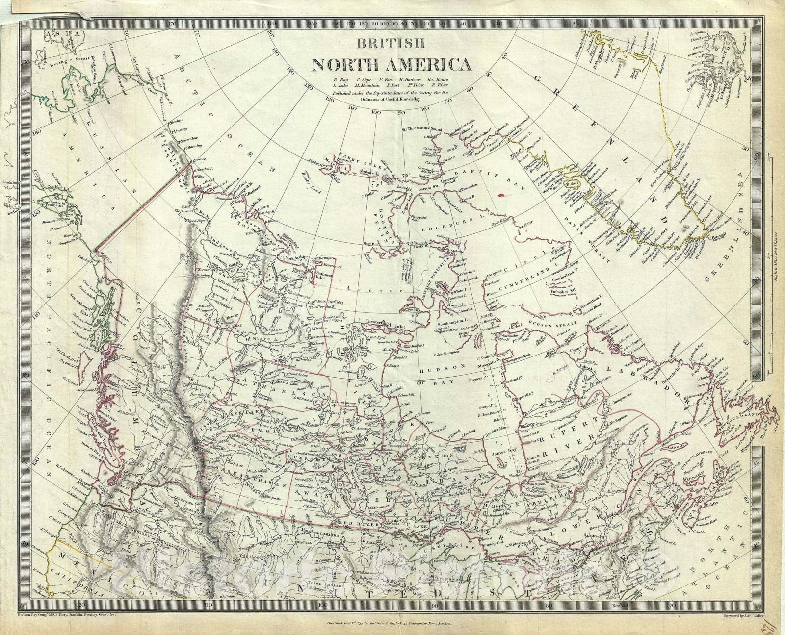 Historic Map : British North America or Canada, S.D.U.K, 1834, Vintage Wall Art