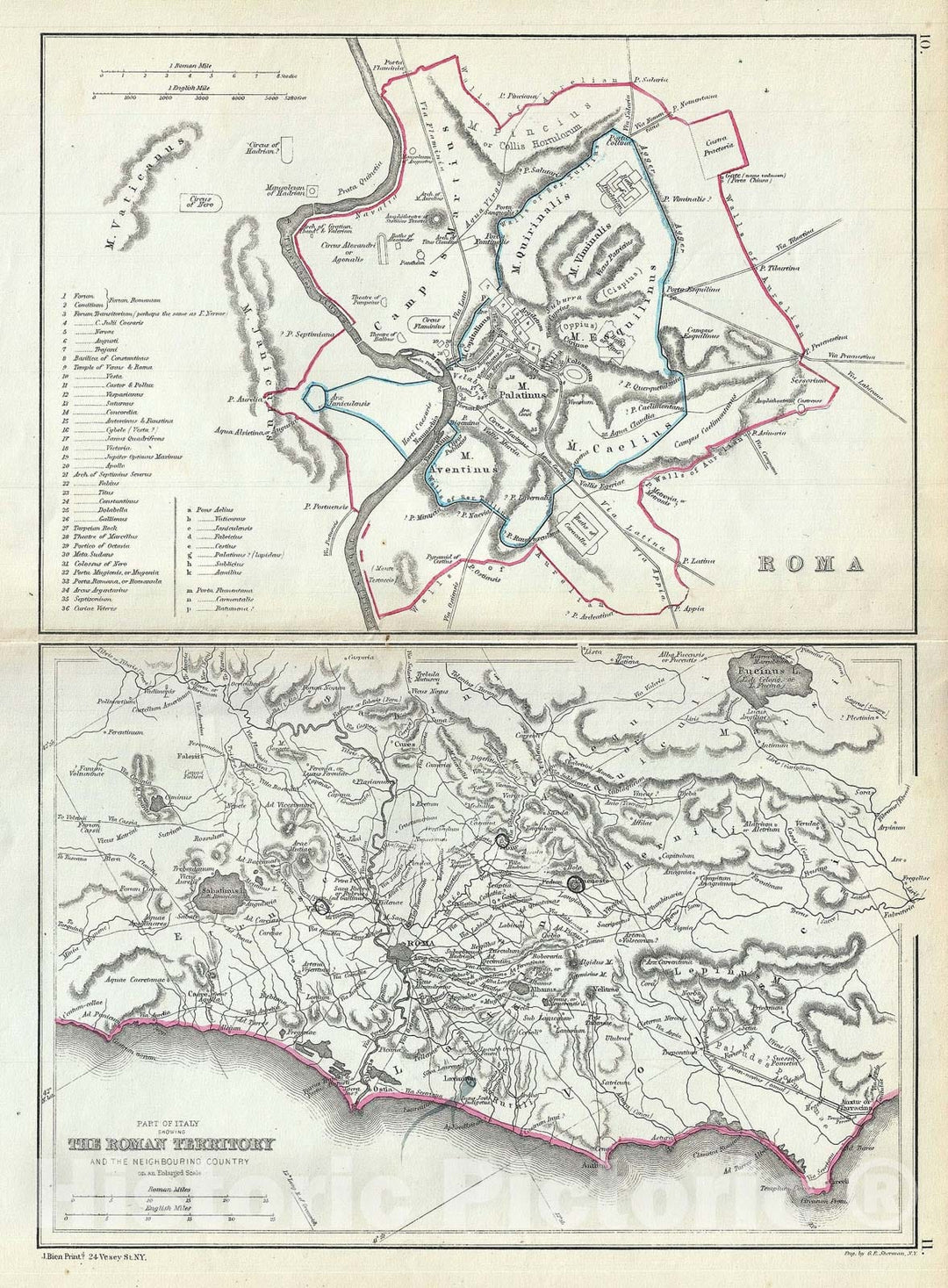 Historic Map : Rome and The Roman Territories During Ancient Roman Times, Hughes, 1867, Vintage Wall Art