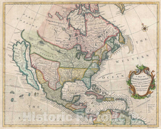 Historic Map : North America w/Insular California, Seale, 1745, Vintage Wall Art