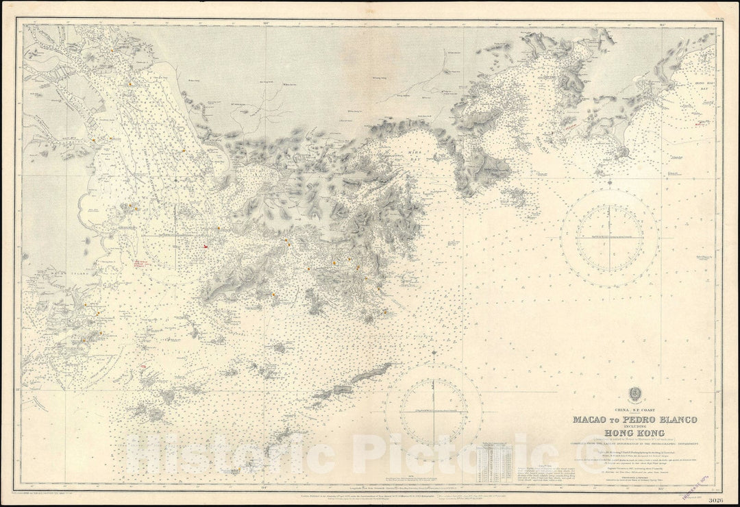 Historic Map : Nautical Chart Hong Kong, 1929, Vintage Wall Art