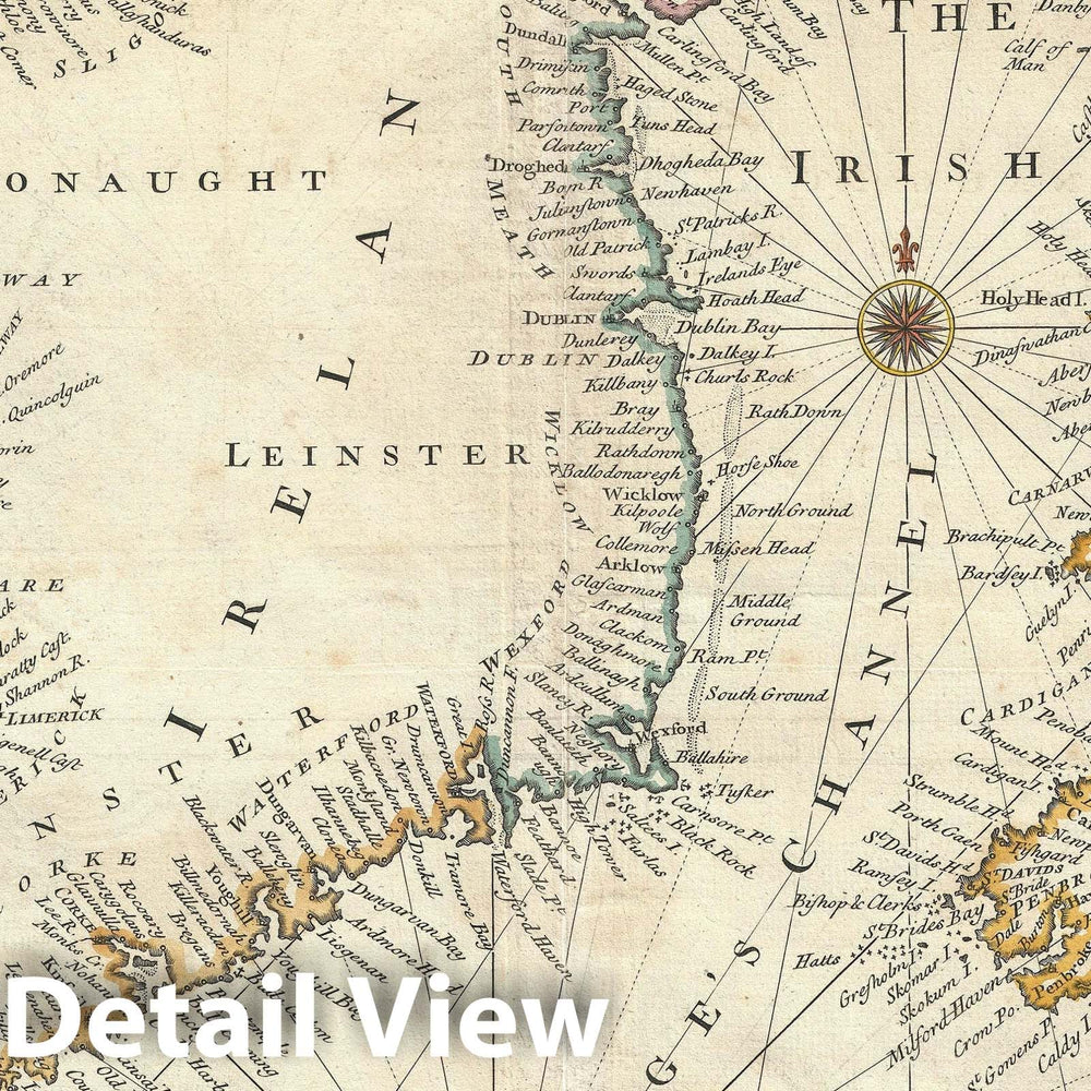 Historic Map : Ireland and St. Georges Channel, Seale, 1747, Vintage Wall Art