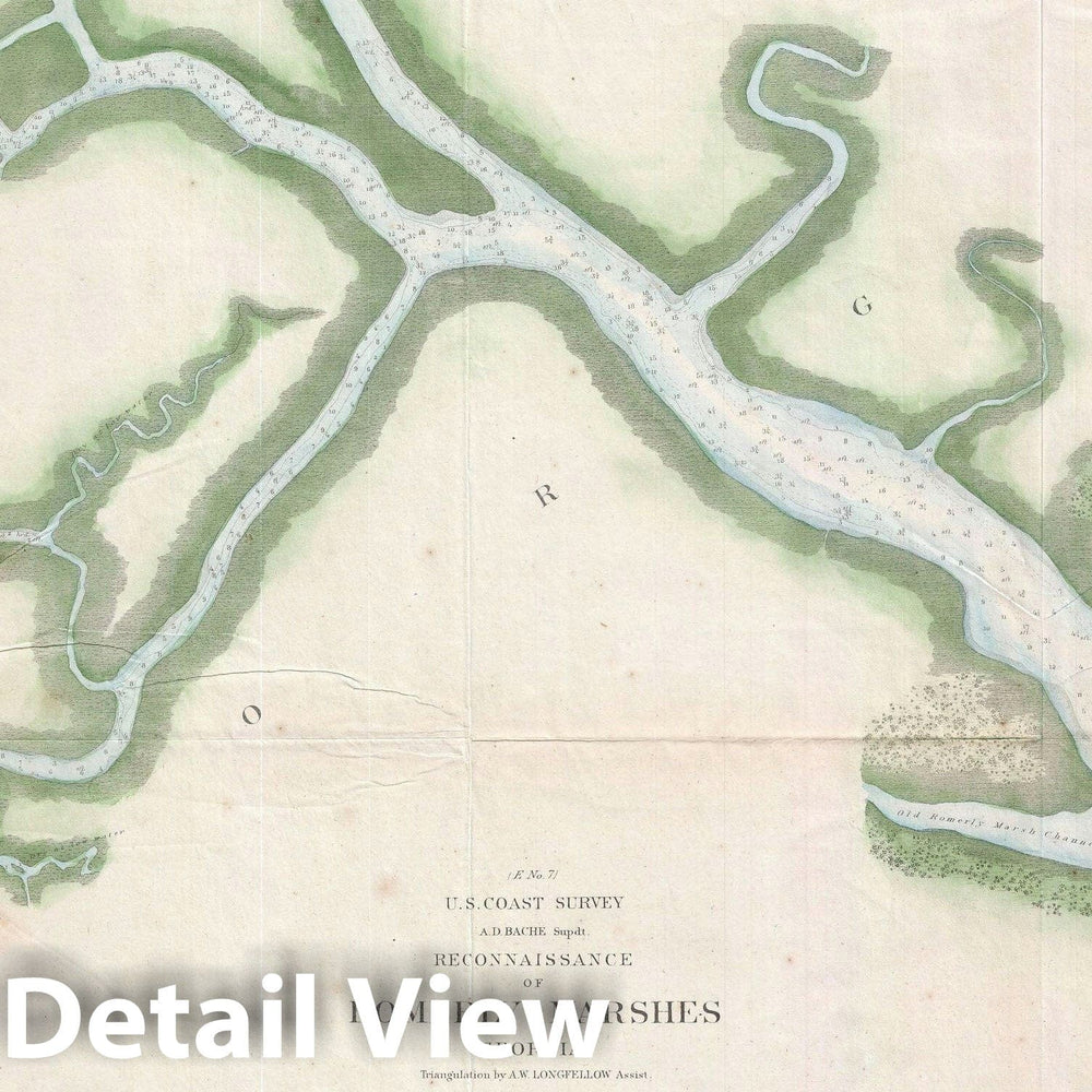 Historic Map : Romerly Marshes, Georgia, U.S. Coast Survey, 1855, Vintage Wall Art